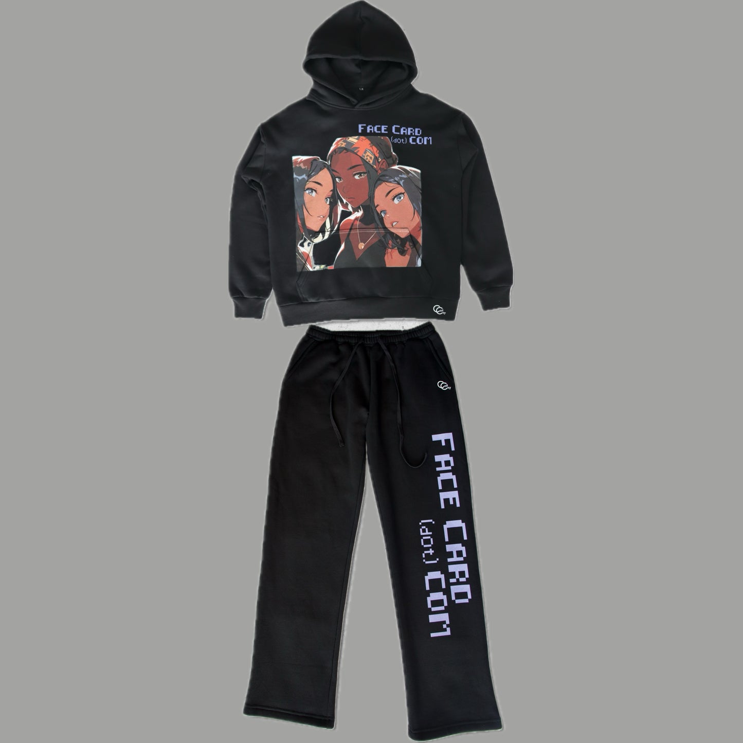 Oversized Face Card Hoodie Suit