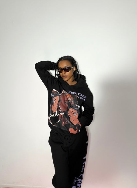 Oversized Face Card Hoodie Suit