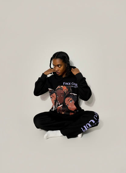Oversized Face Card Hoodie Suit
